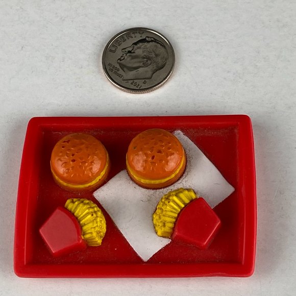 Barbie Red Meal Food Tray Hamburgers & Fries Pretend Play Accessory Kids Playset - Picture 7 of 7